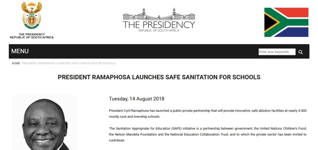 President Ramaphosa launches SAFE Sanitation for schools